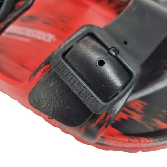 BIRKENSTOCK Sandals Slides Mens Size 10 43 280 Red Black Paint Brush Pattern
